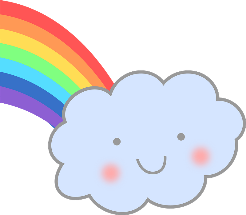 Cute cloud face with rainbow clipart