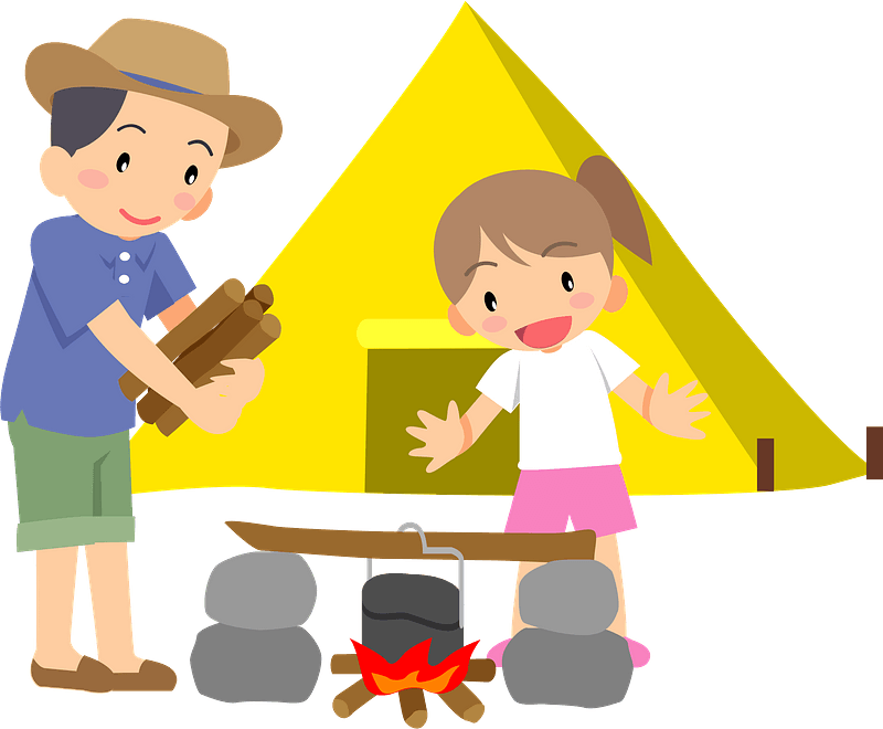 Father and Daughter are Camping clipart. Free download transparent .PNG
