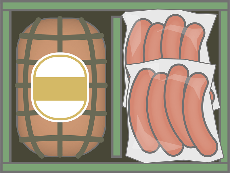 Gift Box of Ham and Sausage clipart. Free download transparent .PNG