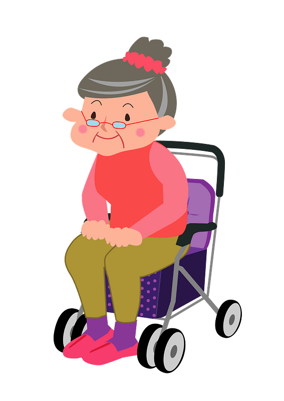 Grandmother is Sitting on a Rollator Walker clipart. Free download