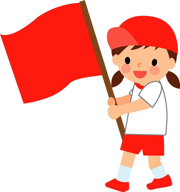Schoolgirl Carrying a Cheering Flag clipart. Free download transparent