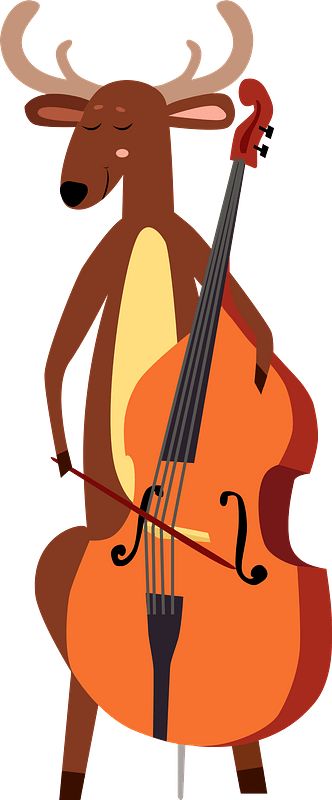 Deer is playing a double bass clipart