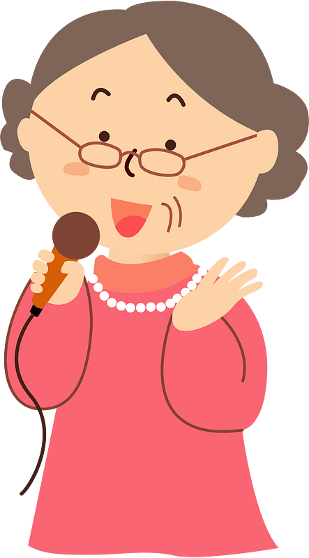 Old lady singingのクリップアート