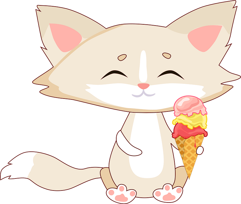 Kitty with ice cream clipart. Free download transparent .PNG Creazilla