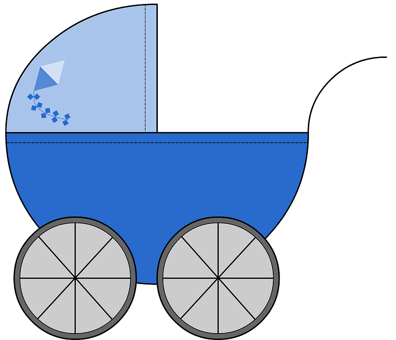 Blue baby carriage clipart