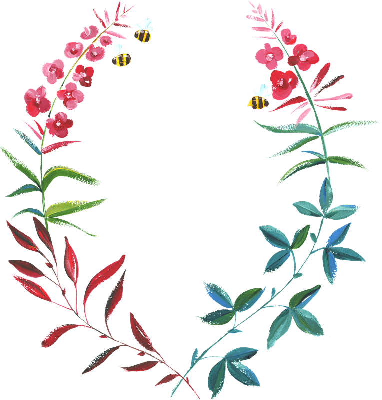 Drawn floral wreath clipart