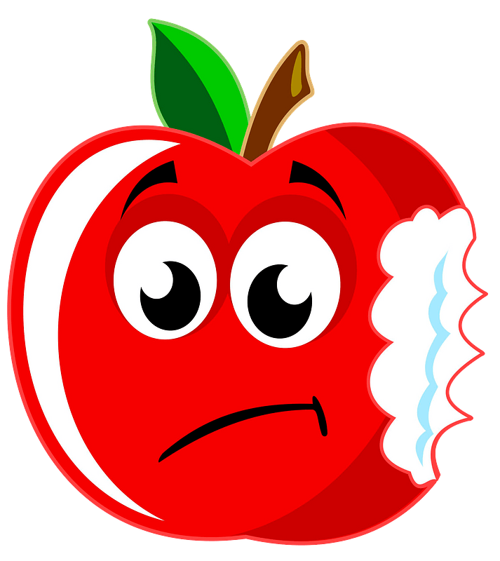 Sad bitten apple clipart