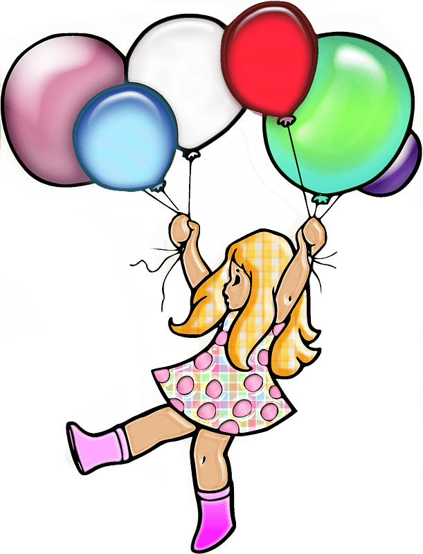 Girl with a balloons clipart. Free download transparent .PNG Creazilla