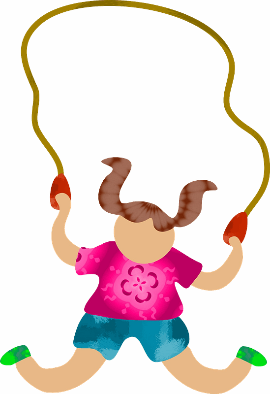 Girl with a jumping rope clipart. Free download transparent .PNG