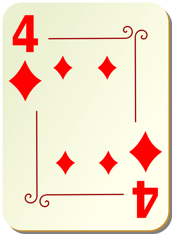 Ornamental Deck: 4 of Diamonds clipart. Free download transparent .PNG