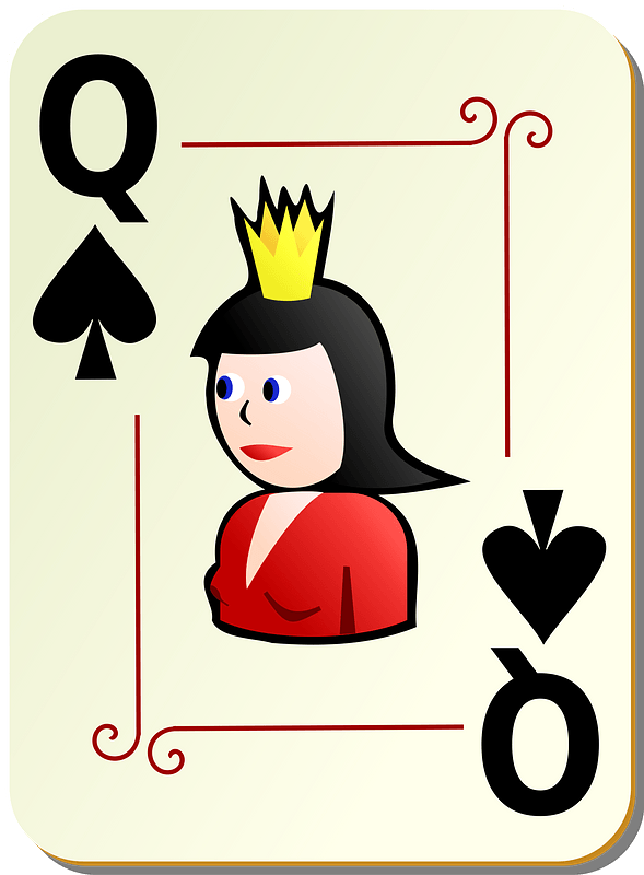 Ornamental Deck Queen of Spades clipart. Free download transparent
