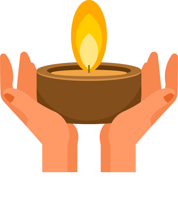 Hands lifting a candle clipart. Free download transparent .PNG Creazilla