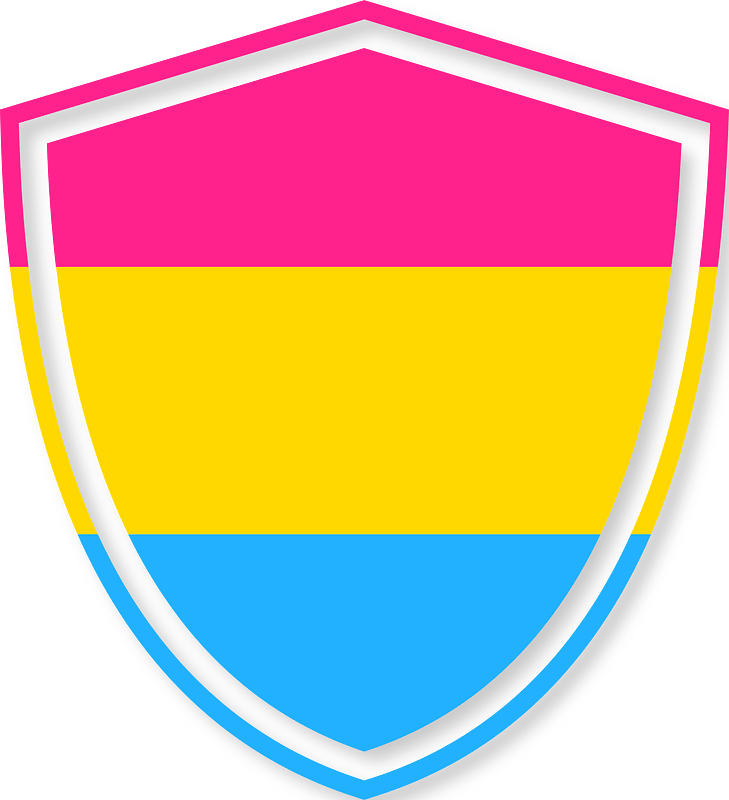 Pansexual flag heraldic shield clipart. Free download transparent .PNG