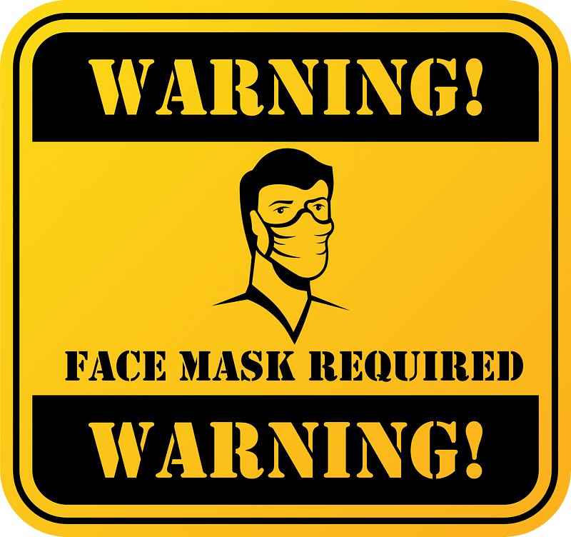 Face mask required warning sign clipart. Free download transparent .PNG