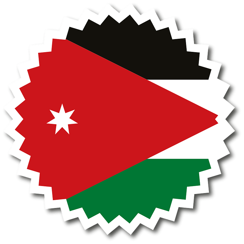 Jordan flag round sticker clipart. Free download transparent .PNG