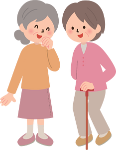 Old Women on a Walk clipart