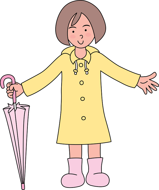 Girl in a Yellow Raincoat clipart. Free download transparent .PNG