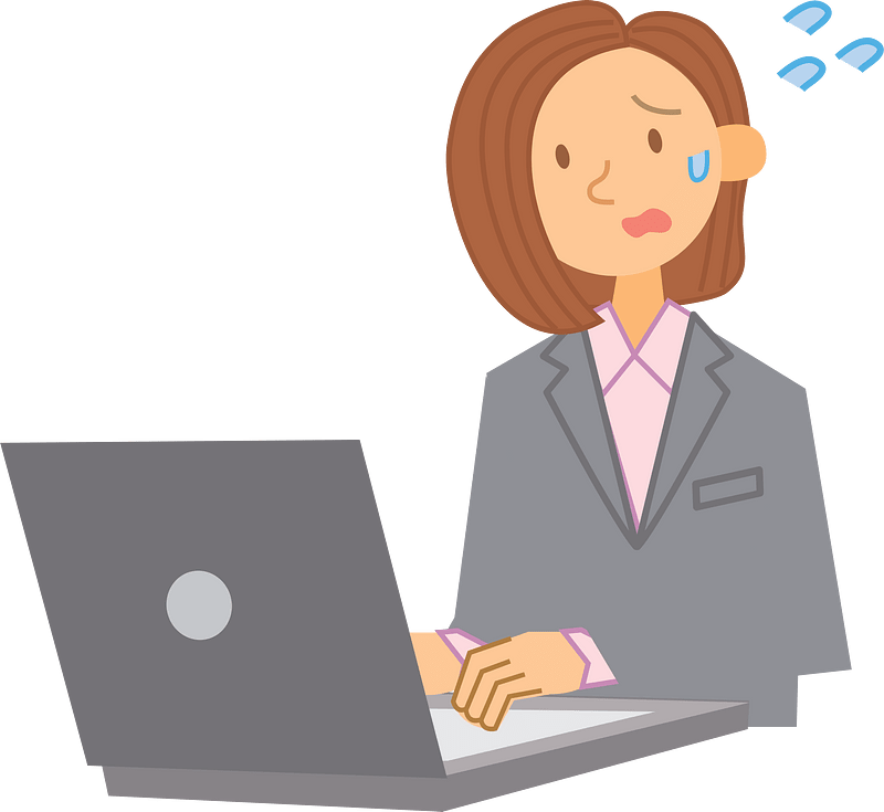 Business Woman Works Hard on Laptop Computer 剪贴画