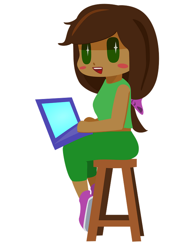 Girl using laptop clipart. Free download transparent .PNG Creazilla