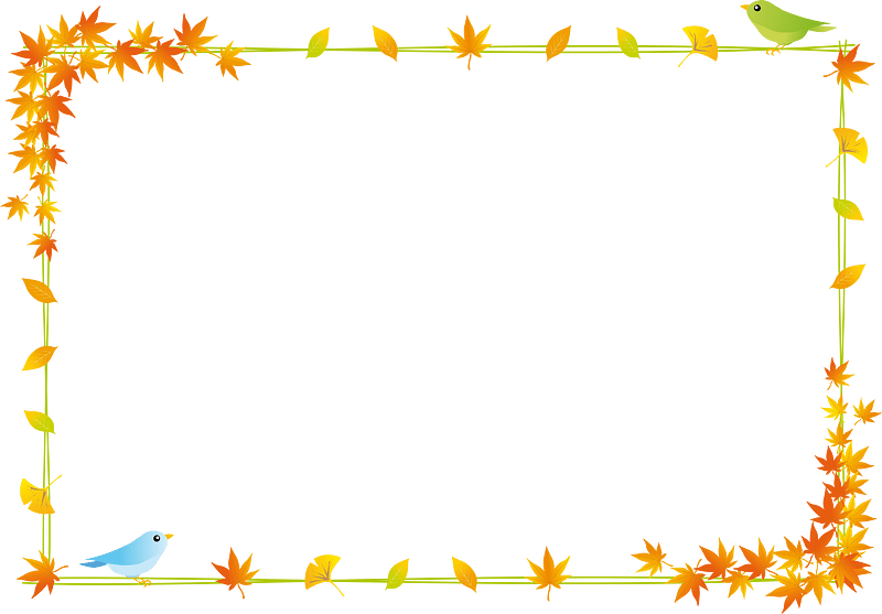 Autumn leaves birds frame clipart