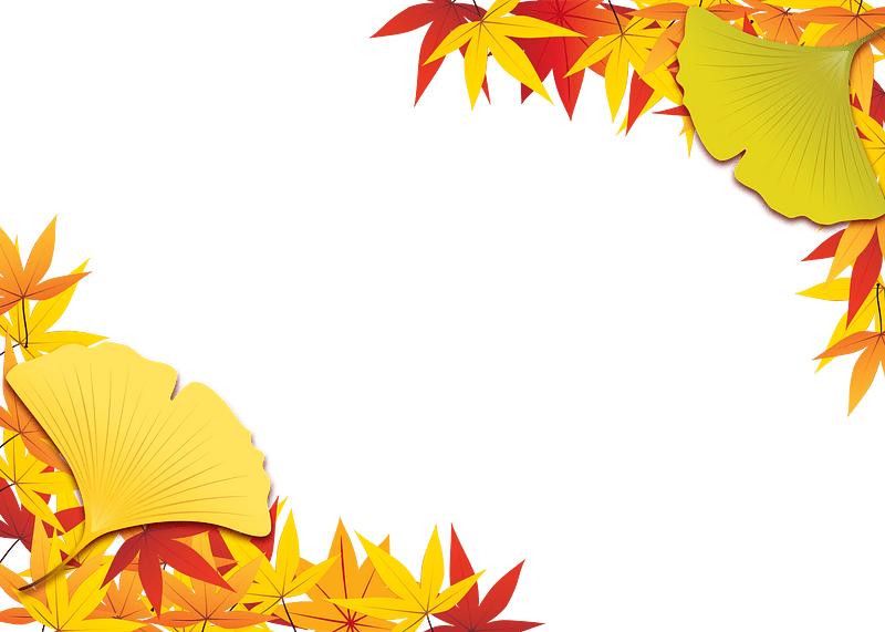 Maple ginkgo leaves frame clipart