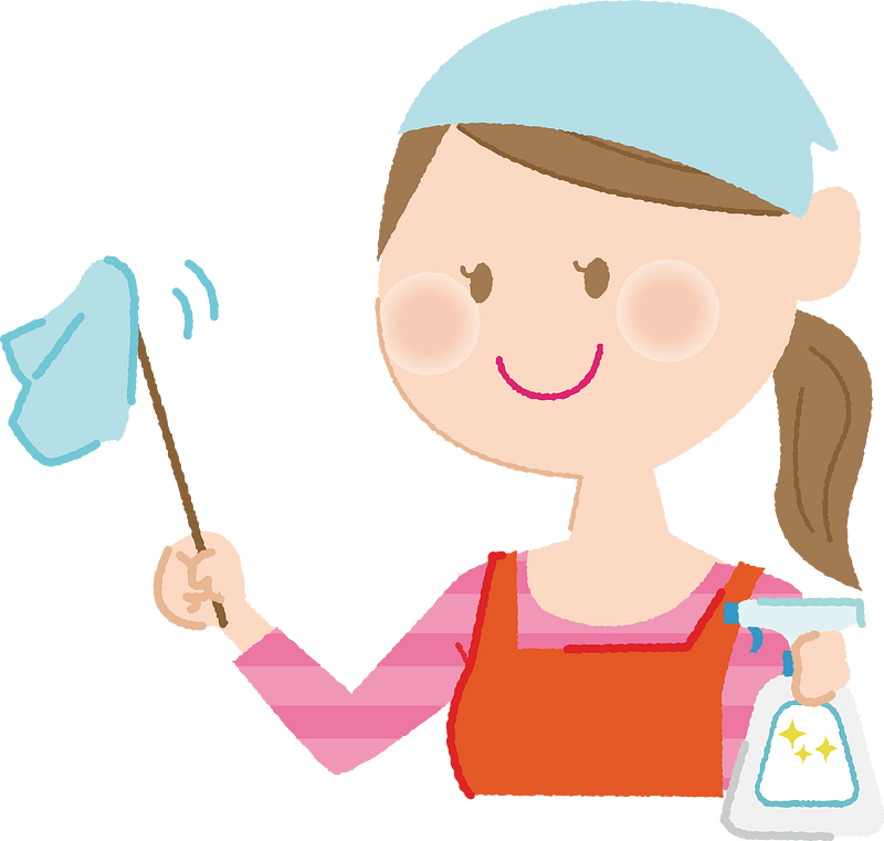 Woman with feather duster clipart. Free download transparent .PNG