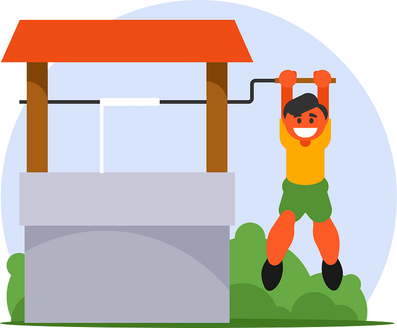 Boy pulls bucket out of well clipart. Free download transparent .PNG