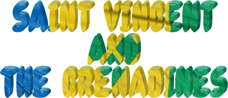 Saint Vincent and the Grenadines lettering with flag clipart. Free