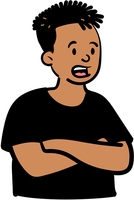 Man in black tshirt with arms crossed clipart. Free download