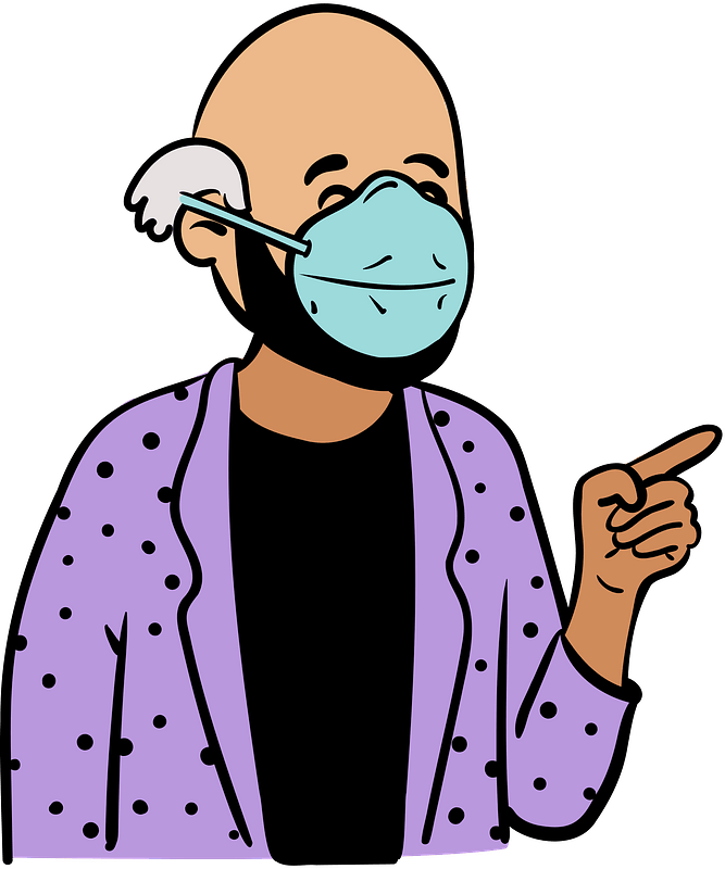 Man in purple jacket wearing face mask clipart. Free download
