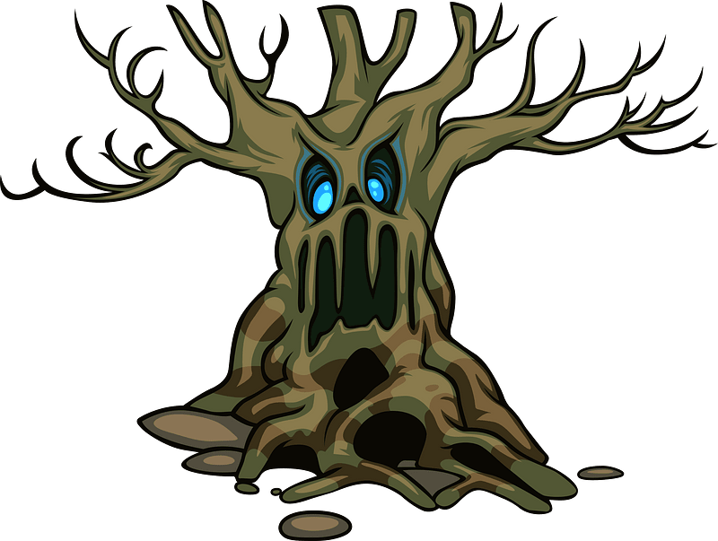 Terrifying haunted tree clipart