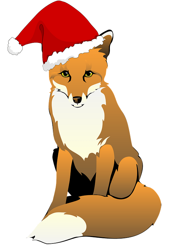 Fox wearing Santa hat clipart. Free download transparent .PNG | Creazilla