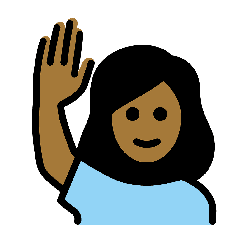 Woman raising hand emoji clipart. Free download transparent .PNG