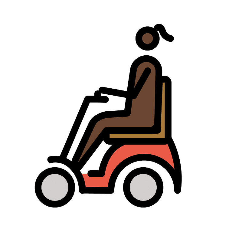 Woman in motorized wheelchair emoji clipart. Free download transparent