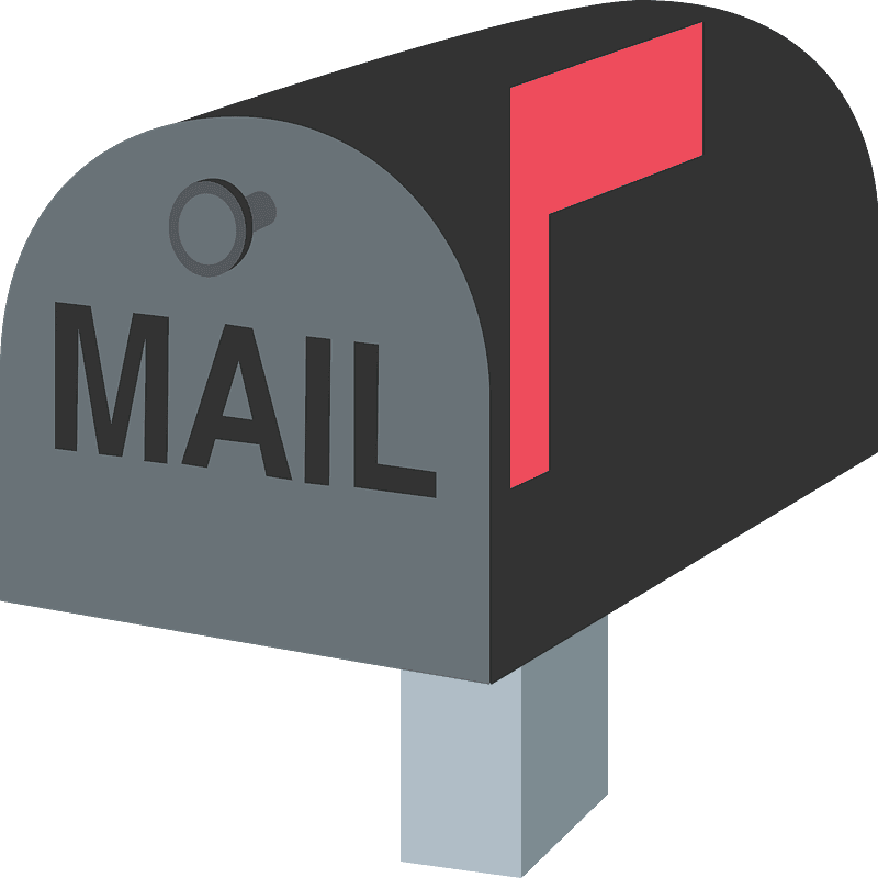 Closed mailbox with raised flag emoji clipart. Free download
