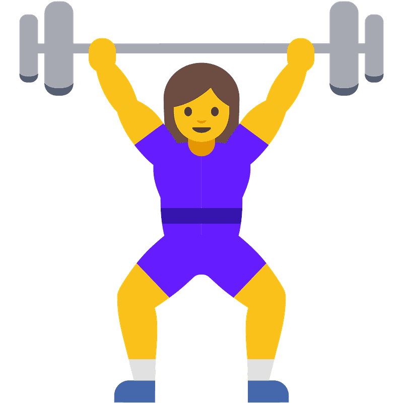 Woman lifting weights emoji clipart. Free download transparent .PNG