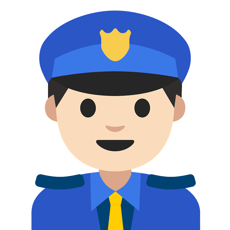 Tmavý odstín pleti policistka emoji klipart