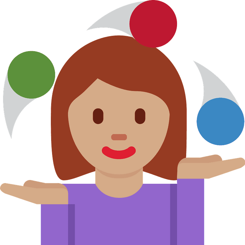 Woman juggling emoji clipart. Free download transparent .PNG Creazilla