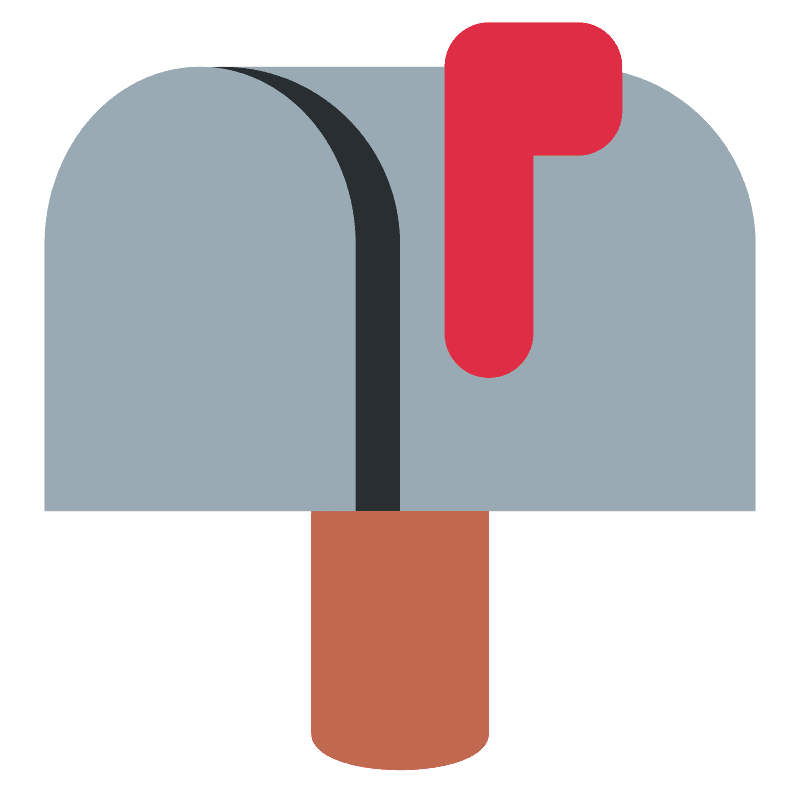 Closed mailbox with raised flag emoji clipart. Free download
