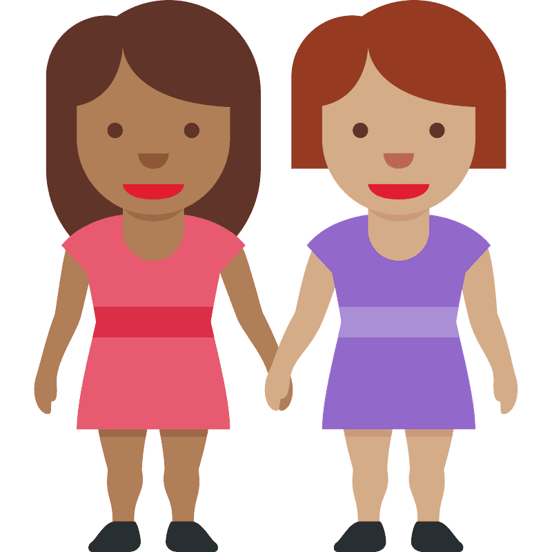 Pele morena e pele morena escura duas mulheres de mãos dadas clipart