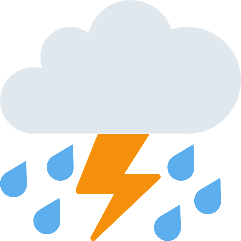 Cloud with lightning and rain emoji clipart. Free download transparent