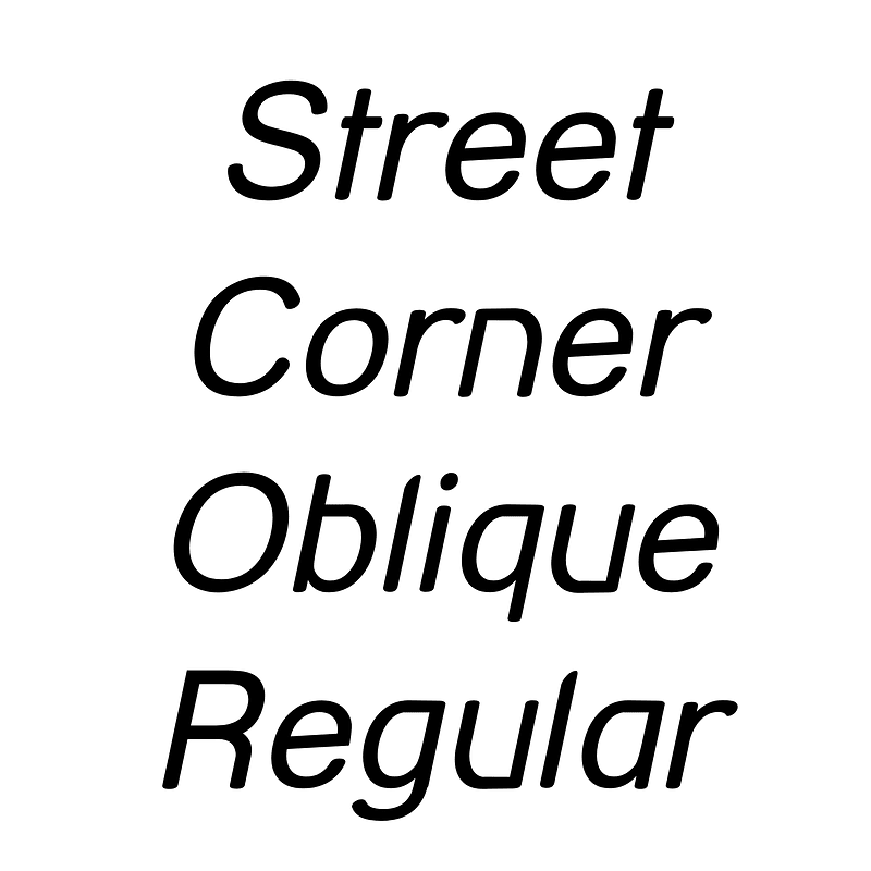 Street Corner Oblique Regular font Free fonts on Creazilla Creazilla