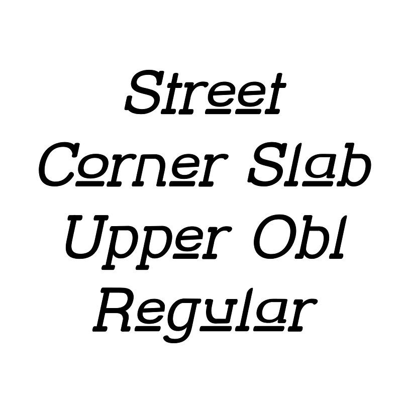 Street Corner Slab Upper Obl Regular font Free fonts on Creazilla