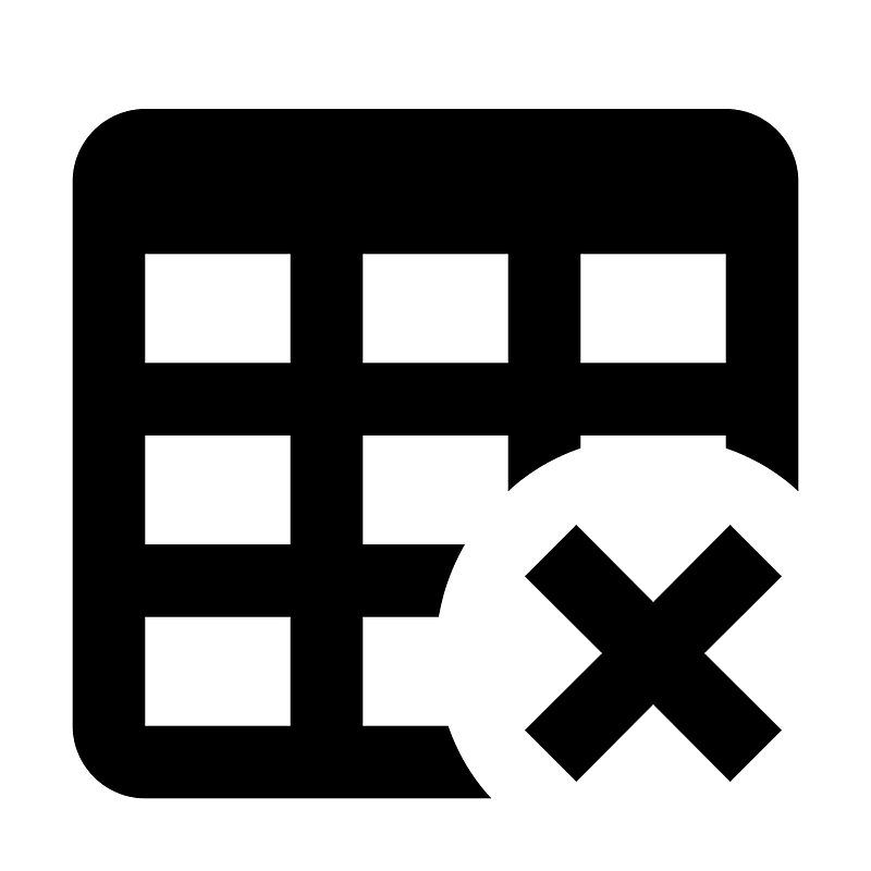 Table-large-remove icon. Free download transparent .PNG | Creazilla