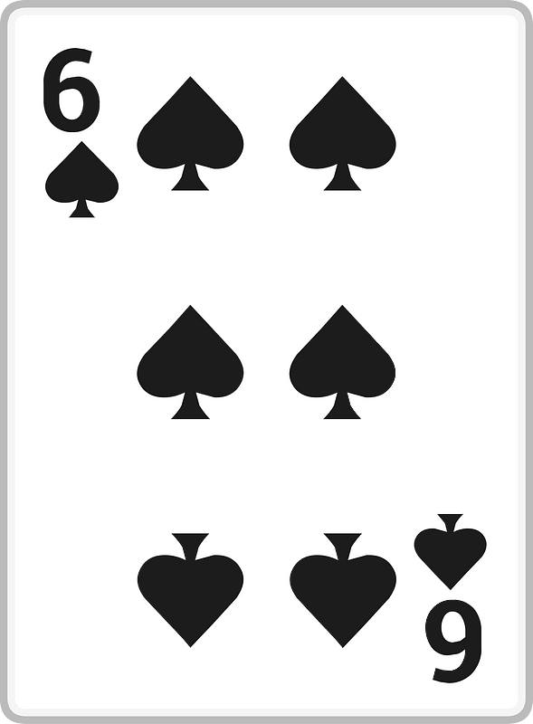 Playing card 106 six of spades icon. Free download transparent .PNG
