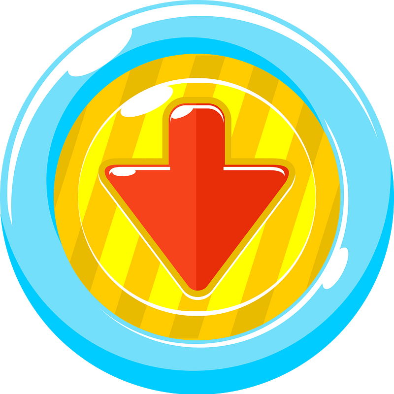 Round red arrow button down icon. Free download transparent .PNG