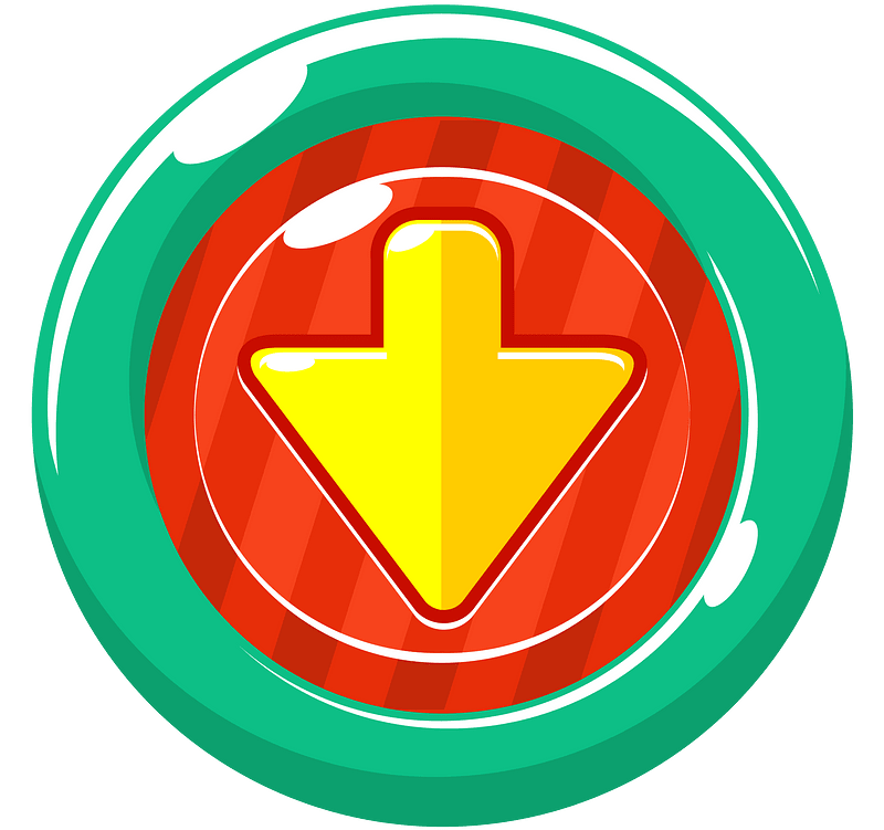 Round yellow arrow button down icon. Free download transparent .PNG