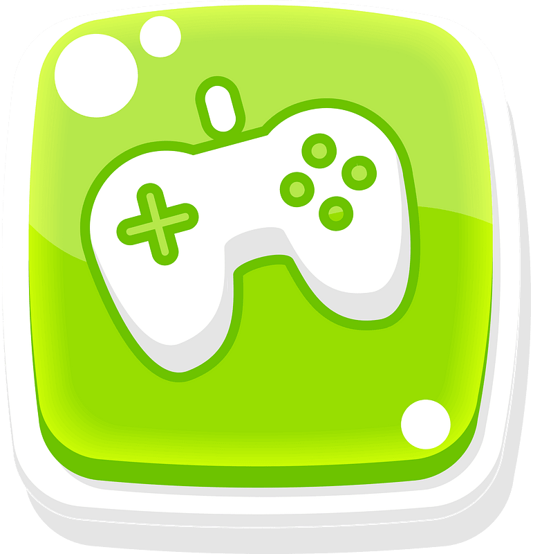 Rounded green gamepad button icon. Free download transparent .PNG