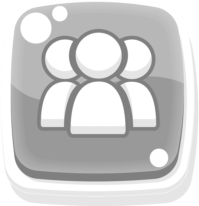 Rounded grey group button icon. Free download transparent .PNG Creazilla