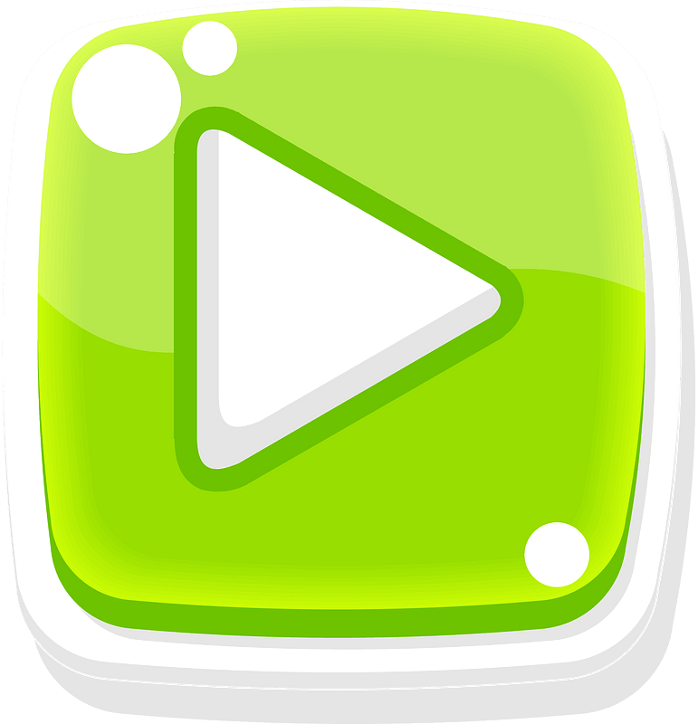 Rounded green play button right icon. Free download transparent .PNG